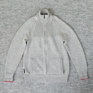 Icebreaker Sweater Mens Medium Gray Merino Wool Full Zip Mock Neck Pockets EUC